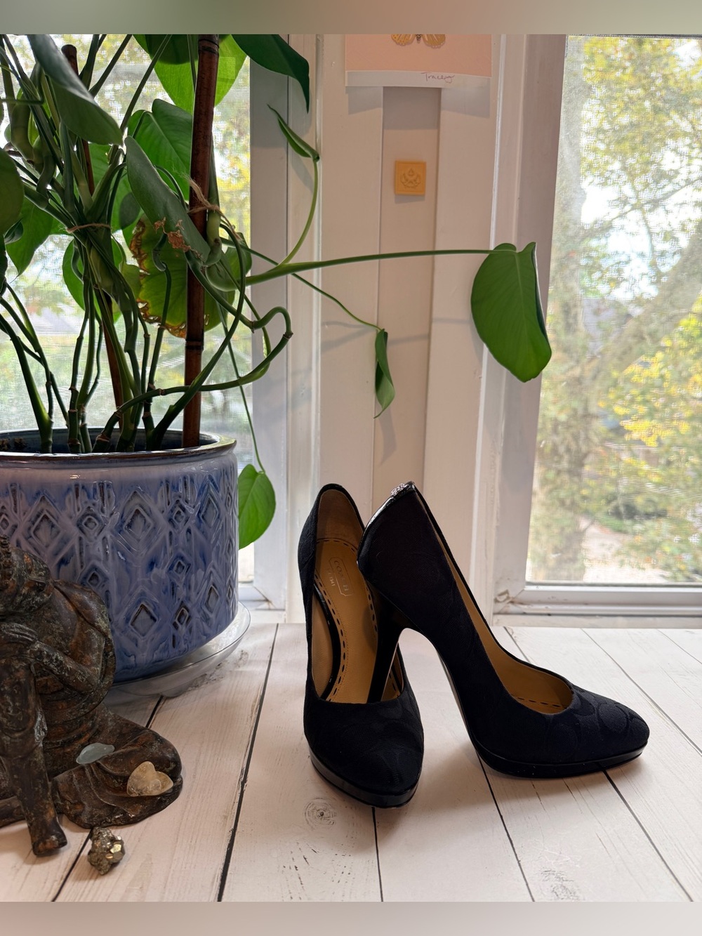 COACH | Caya Black Signature C Jacquard and Patent Leather High Heels